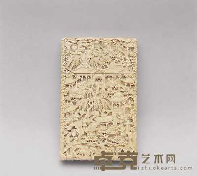 民国 象牙雕人物名片盒 高11cm